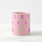 Moderne monogram magenta en roze geldpatroon mok (Midden)