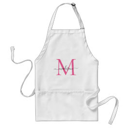 Moderne Monogram Magenta Roze Script Chef Cuisine Standaard Schort