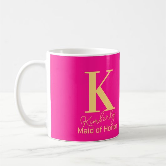 Moderne Monogram Maid of Honor Roze Koffiemok (Links)