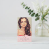 Moderne Monogram Make-up Artiest Foto Roze Visitekaartje (Staand voorkant)