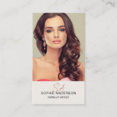 Moderne Monogram Make-up Artist Foto Visitekaartje (Voorkant)