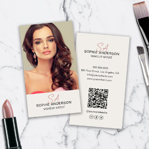 Moderne Monogram Make-up Artist Foto Visitekaartje