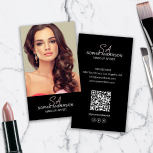 Moderne Monogram Make-up Artist Foto Zwart Visitekaartje