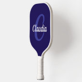 Moderne Monogram Marine Blauwe Pickleball Paddle (Links)