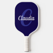 Moderne Monogram Marine Blauwe Pickleball Paddle (Voorkant)