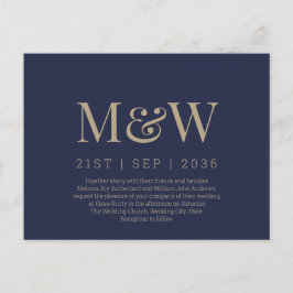 Moderne Monogram Marine bruiloft uitnodiging
