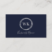 Moderne Monogram Marine Zilver QR Code Visitekaartje (Achterkant)