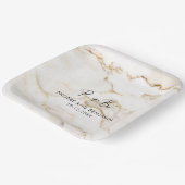 Moderne Monogram Marmeren Bruiloft Papieren Bordje (Gebogen)