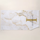 Moderne Monogram Marmeren Patroon Gepersonaliseerd Strandlaken (Voorkant)