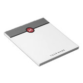 Moderne monogram Memo Note Pad - zwart/rood/grijs Notitieblok (Schuin)