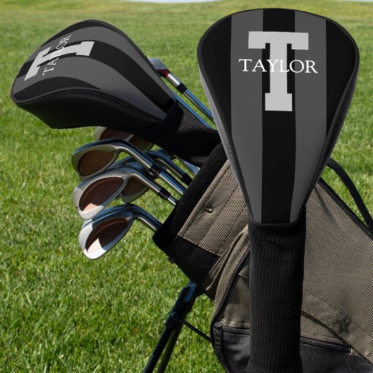 Moderne Monogram Menukaart Grijs Golfheadcover