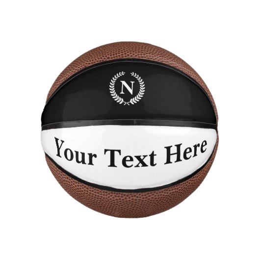 Moderne Monogram Menutekst Basketbal (Voorkant)