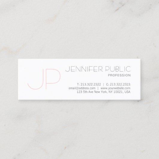 Moderne Monogram Minimaal Design Luxe Professionee Mini Visitekaartje (Voorkant)