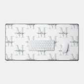 Moderne Monogram Minimaal Zwart Wit Bureaumat (Keyboard & Muis)