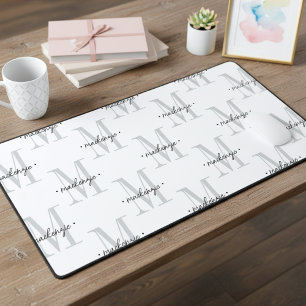 Moderne Monogram Minimaal Zwart Wit Bureaumat