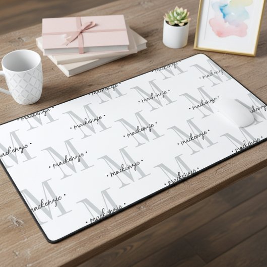 Moderne Monogram Minimaal Zwart Wit Bureaumat