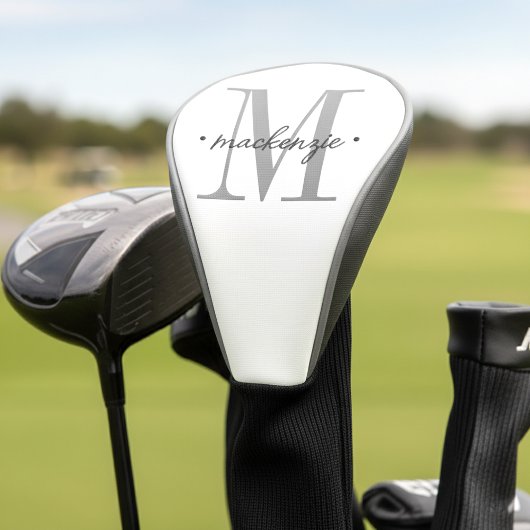 Moderne Monogram Minimaal Zwart Wit Golfheadcover