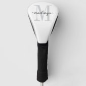 Moderne Monogram Minimaal Zwart Wit Golfheadcover (Voorkant)