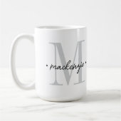 Moderne Monogram Minimaal Zwart Wit Koffiemok (Links)