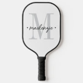 Moderne Monogram Minimaal Zwart Wit Pickleball Paddle (Voorkant)
