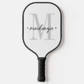Moderne Monogram Minimaal Zwart Wit Pickleball Paddle (Achterkant)