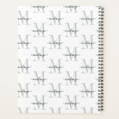 Moderne Monogram Minimaal Zwart Wit Planner (Achterkant)