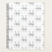 Moderne Monogram Minimaal Zwart Wit Planner (Voorkant)