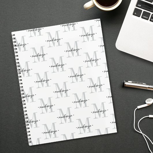 Moderne Monogram Minimaal Zwart Wit Planner