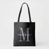 Moderne Monogram Minimaal Zwart Wit Tote Bag (Voorkant)