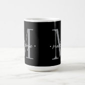 Moderne Monogram Minimal Zwart Wit Koffiemok (Center)