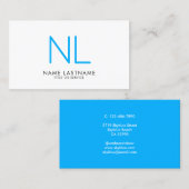 Moderne monogram Minimalistisch Clean Sky Blue Whi Visitekaartje (Voorkant / Achterkant)