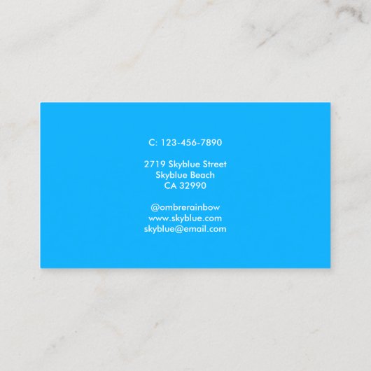 Moderne monogram Minimalistisch Clean Sky Blue Whi Visitekaartje (Achterkant)