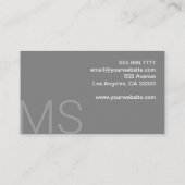 Moderne monogram minimalistisch grijs visitekaartje (Achterkant)