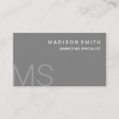 Moderne monogram minimalistisch grijs visitekaartje (Voorkant)