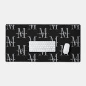 Moderne Monogram Minimalistisch Zwart Wit Bureaumat (Keyboard & Muis)