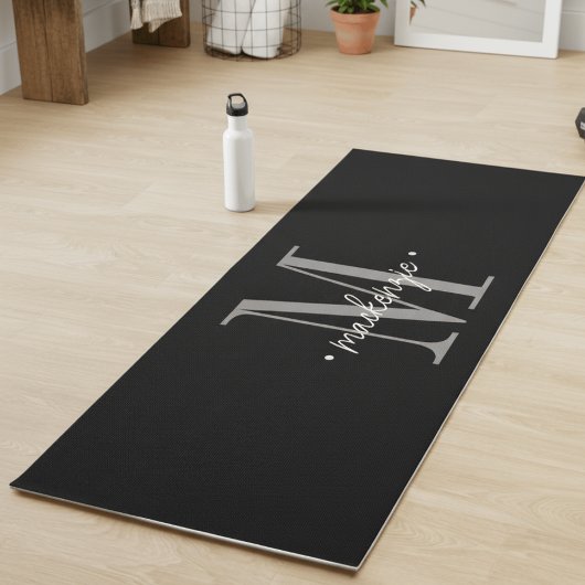 Moderne Monogram Minimalistisch Zwart Wit Yogamat