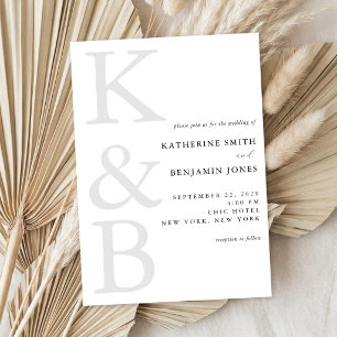 Moderne Monogram Minimalistische All-in-One Trouwk Kaart
