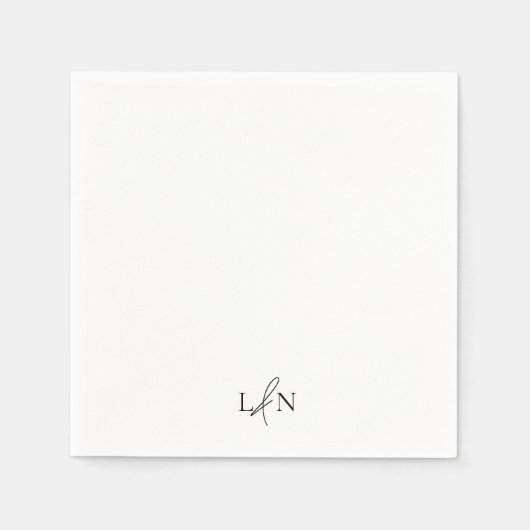 Moderne Monogram Minimalistische Bruiloft Paar Ini Servet (Voorkant)