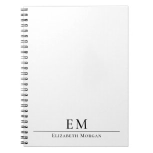 Moderne Monogram Minimalistische Elegante Zwart Wi Notitieboek