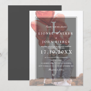 Moderne monogram minimalistische foto gay bruiloft kaart