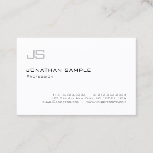 Moderne Monogram Minimalistische professionele vla Visitekaartje (Voorkant)