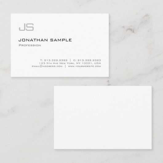 Moderne Monogram Minimalistische professionele vla Visitekaartje (Voorkant / Achterkant)