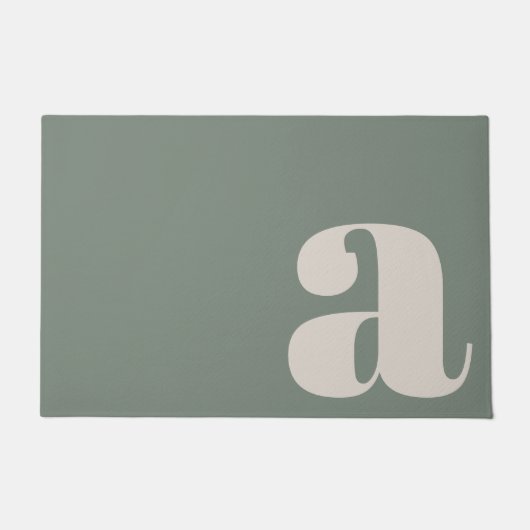 Moderne Monogram Minimalistische Sage Green Entryw Deurmat (Voorkant)
