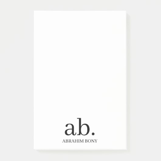 Moderne Monogram Minimalistische Stijlvolle Ontwer Post-it® Notes (Voorkant)