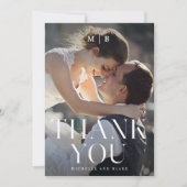 Moderne Monogram Minimalistische Trouwbedankkaart Bedankkaart (Voorkant)