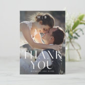 Moderne Monogram Minimalistische Trouwbedankkaart Bedankkaart (Staand voorkant)