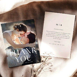 Moderne Monogram Minimalistische Trouwbedankkaart Bedankkaart