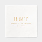 Moderne Monogram Minimalistische Trouwdag Folie Servetten (Voorkant)