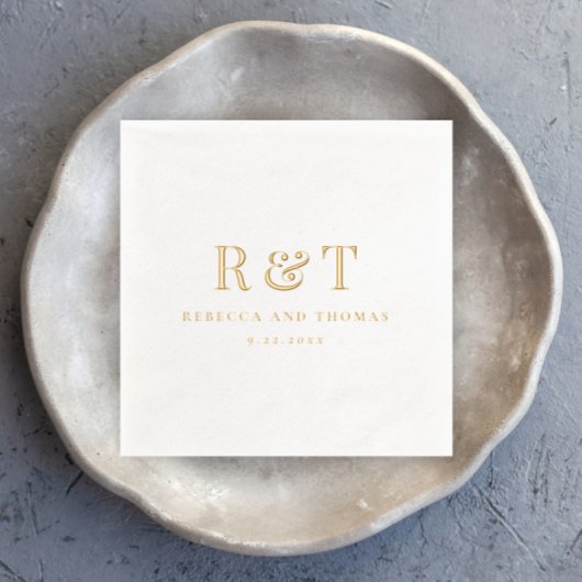Moderne Monogram Minimalistische Trouwdag Folie Servetten