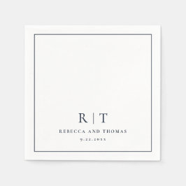 Moderne Monogram Minimalistische Trouwdag Servet